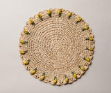 Handmade Tulip Placemat – Raffia Crochet Floral Table Mat – Spring & Easter Table Decor – Artisan Tableware – Boho Dining Accent-table tops-Parc Decor