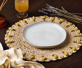 Handmade Tulip Placemat – Raffia Crochet Floral Table Mat – Spring & Easter Table Decor – Artisan Tableware – Boho Dining Accent-table tops-Parc Decor