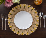 Handmade Tulip Placemat – Raffia Crochet Floral Table Mat – Spring & Easter Table Decor – Artisan Tableware – Boho Dining Accent-table tops-Parc Decor