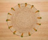 Handwoven Carrot Round Raffia Placemat – Artisan Table Décor-table tops-Parc Decor