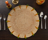Handwoven Carrot Round Raffia Placemat – Artisan Table Décor-table tops-Parc Decor