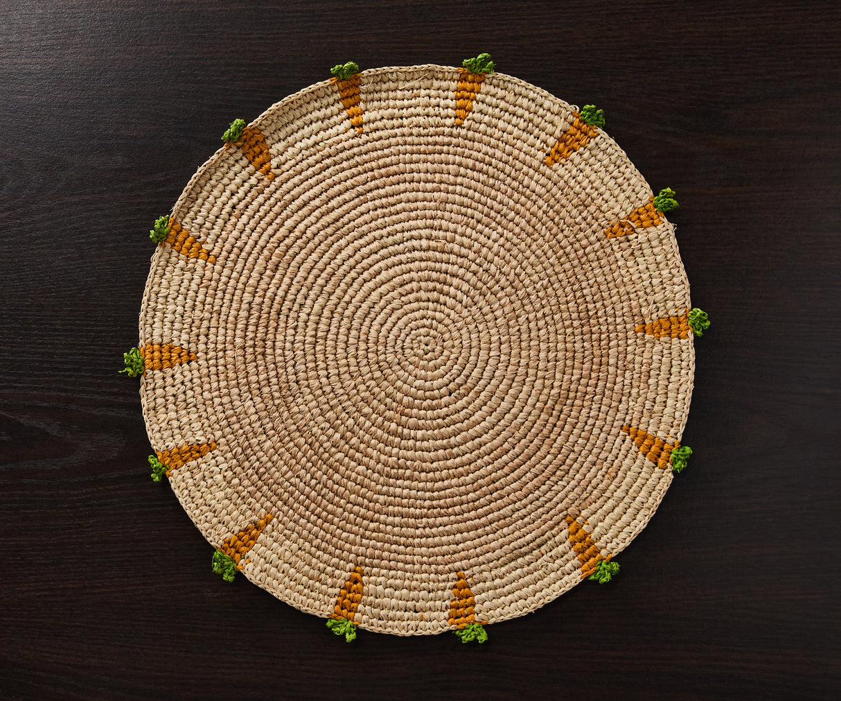 Handwoven Carrot Round Raffia Placemat – Artisan Table Décor-table tops-Parc Decor