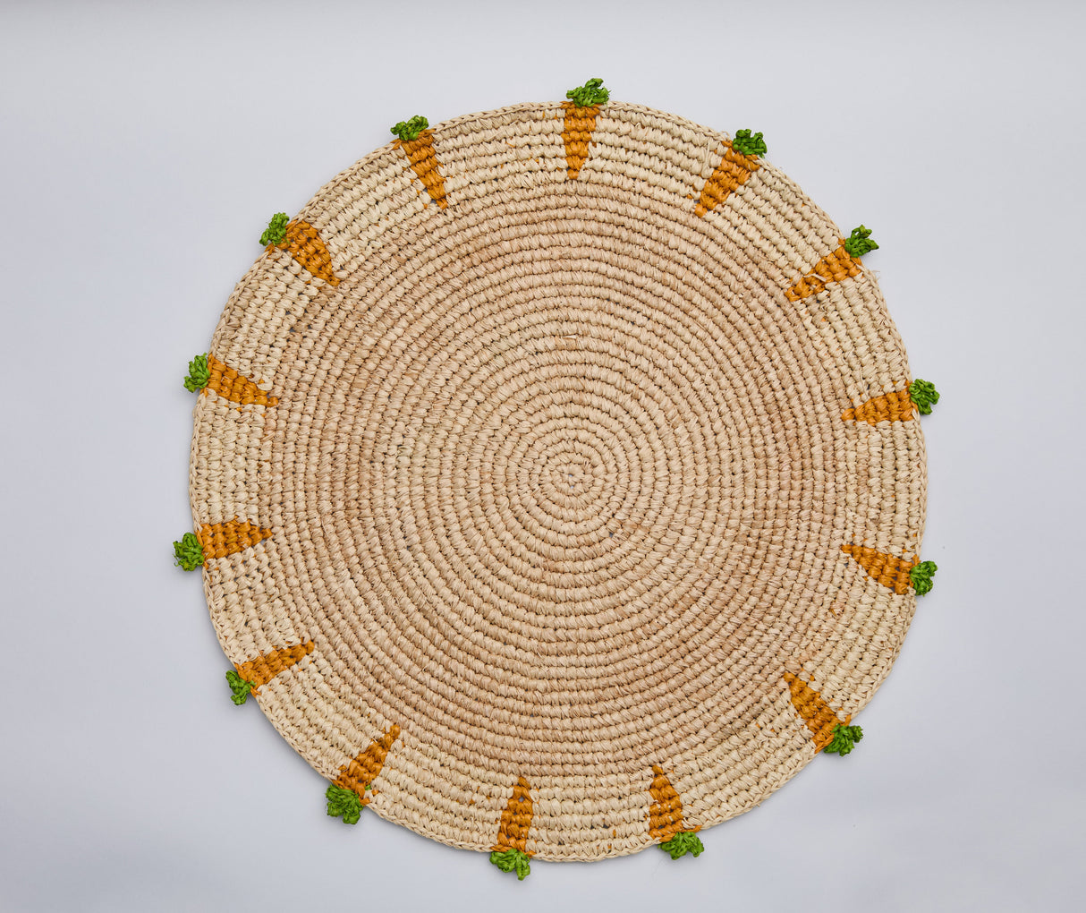 Handwoven Carrot Round Raffia Placemat – Artisan Table Décor-table tops-Parc Decor