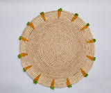 Handwoven Carrot Round Raffia Placemat – Artisan Table Décor-table tops-Parc Decor