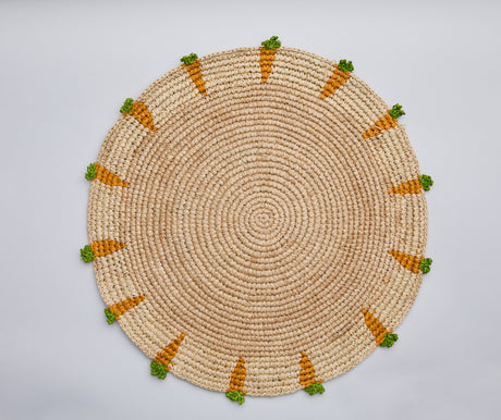 Handwoven Carrot Round Raffia Placemat – Artisan Table Décor-table tops-Parc Decor