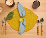 Handwoven Lemon Placemat – Raffia Fruit Shaped Table Mat, Summer Table Decor-table tops-Parc Decor