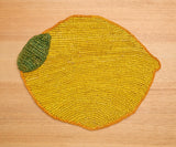 Handwoven Lemon Placemat – Raffia Fruit Shaped Table Mat, Summer Table Decor-table tops-Parc Decor