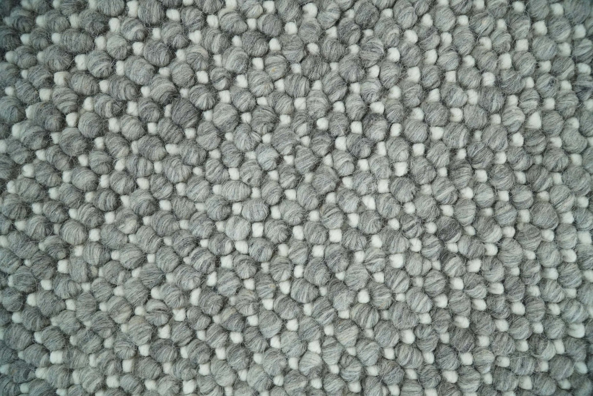 Handwoven Modern Solid Gray Wool Area Rug