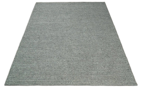 Handwoven Modern Solid Gray Wool Area Rug