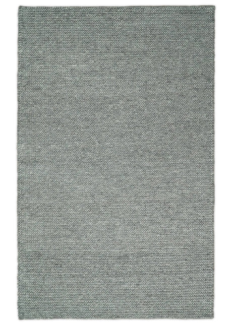 Handwoven Modern Solid Gray Wool Area Rug