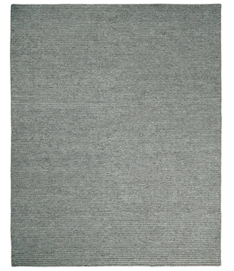 Handwoven Modern Solid Gray Wool Area Rug