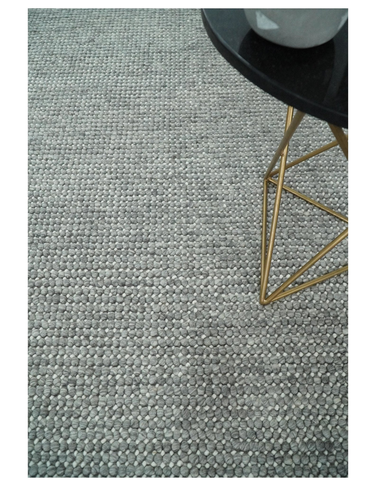 Handwoven Modern Solid Gray Wool Area Rug