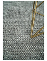 Handwoven Modern Solid Gray Wool Area Rug