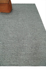 Handwoven Modern Solid Gray Wool Area Rug