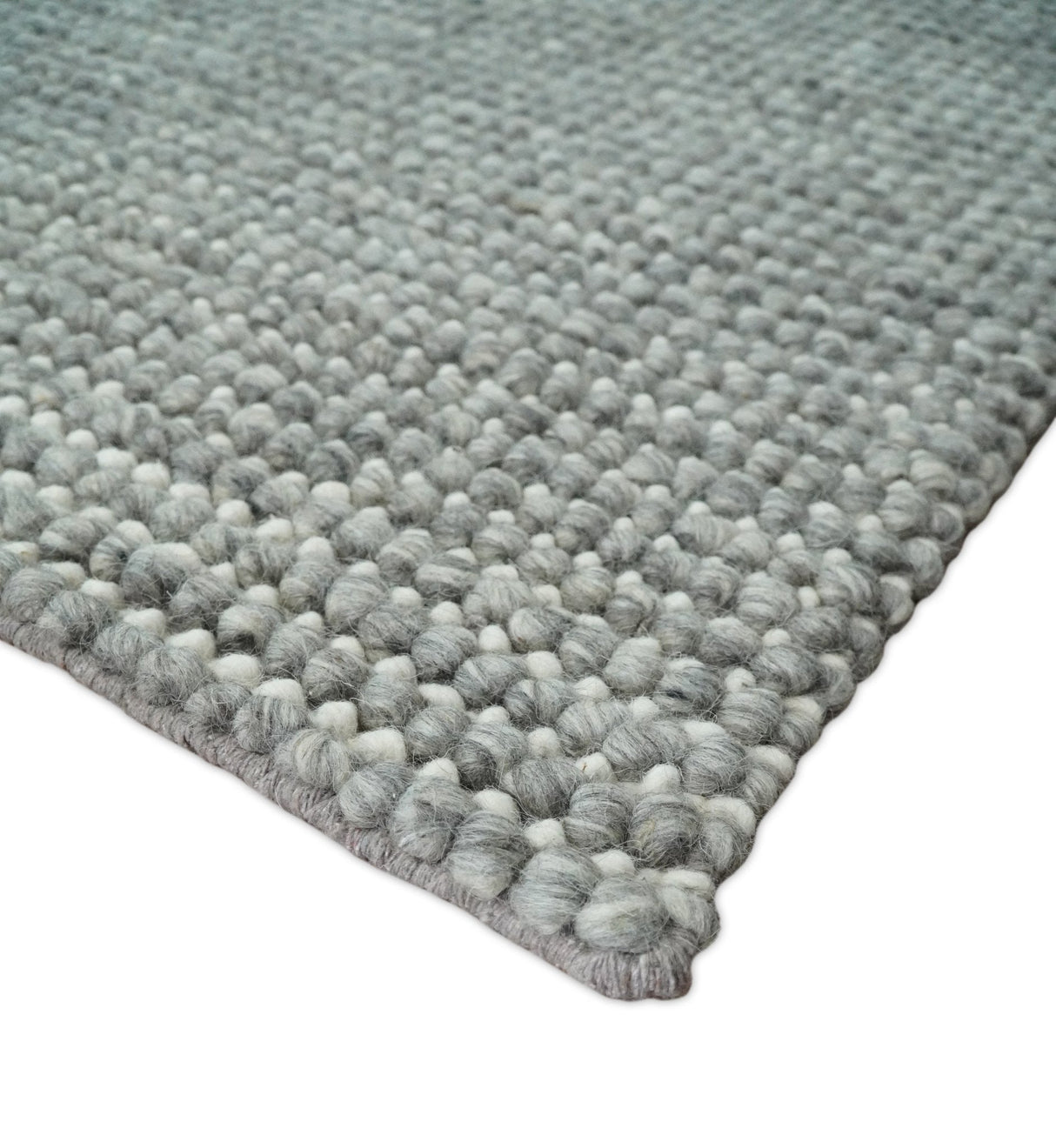 Handwoven Modern Solid Gray Wool Area Rug