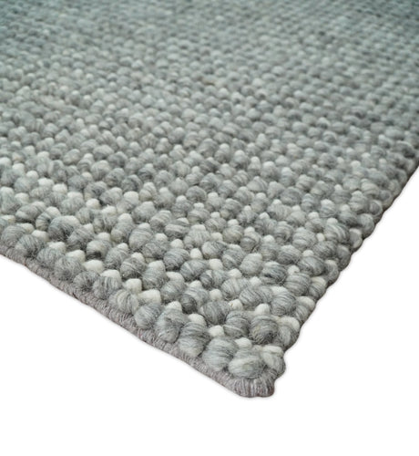 Handwoven Modern Solid Gray Wool Area Rug