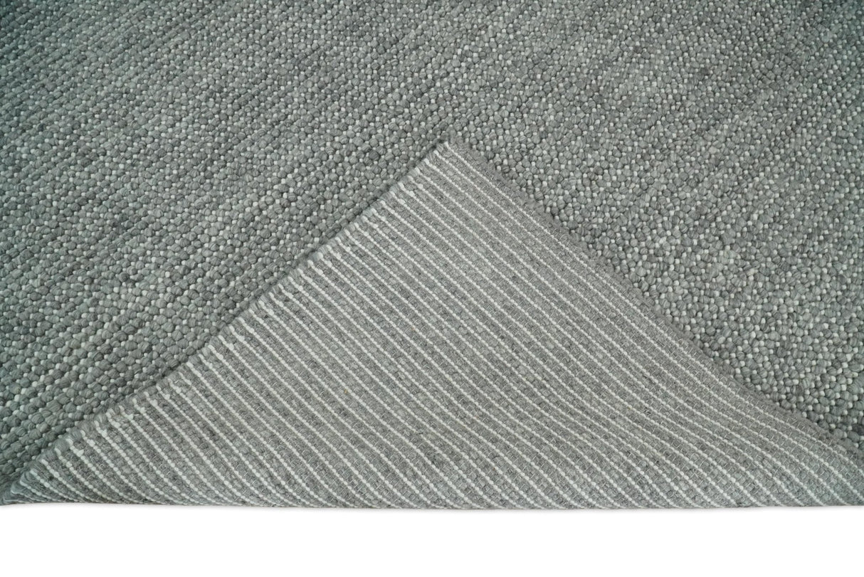 Handwoven Modern Solid Gray Wool Area Rug