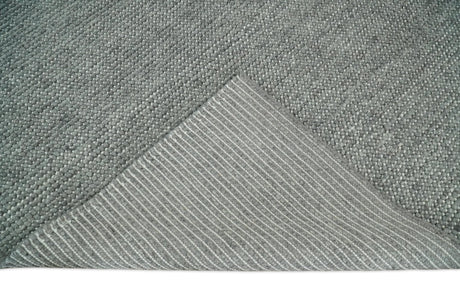 Handwoven Modern Solid Gray Wool Area Rug