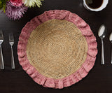 Handwoven Raffia Ruffle Placemat – Boho Chic Table Décor – Summer Table Accent-table tops-Parc Decor