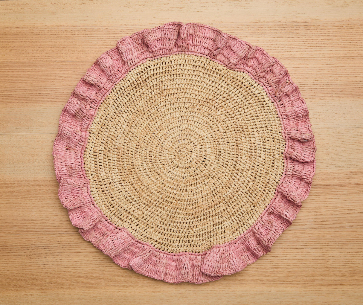 Handwoven Raffia Ruffle Placemat – Boho Chic Table Décor – Summer Table Accent-table tops-Parc Decor