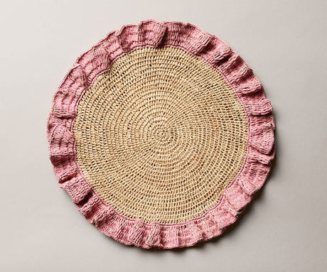Handwoven Raffia Ruffle Placemat – Boho Chic Table Décor – Summer Table Accent-table tops-Parc Decor