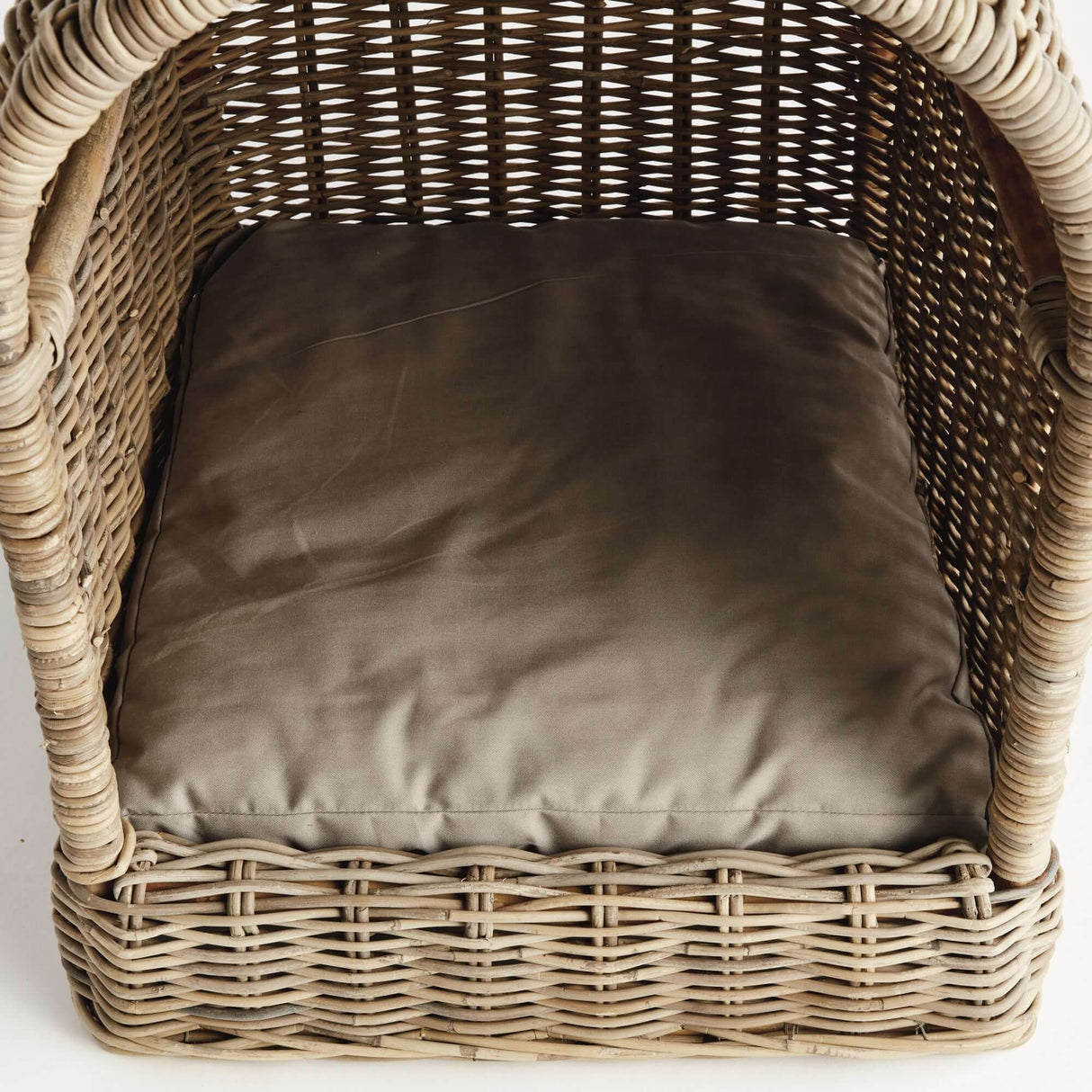 Handwoven Rattan Canopy Dog Bed with Cushion-pet bed-Parc Decor