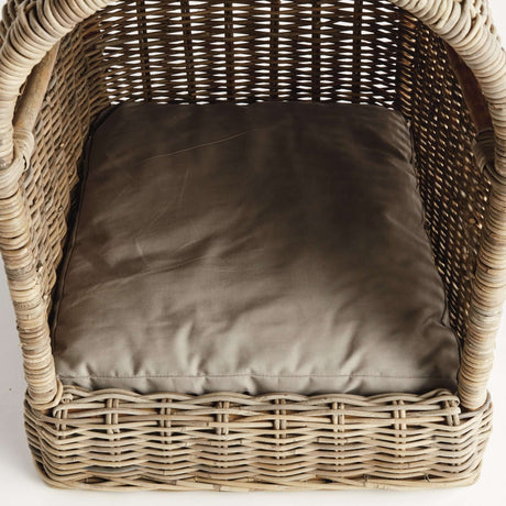 Handwoven Rattan Canopy Dog Bed with Cushion-pet bed-Parc Decor