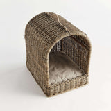 Handwoven Rattan Canopy Dog Bed with Cushion-pet bed-Parc Decor