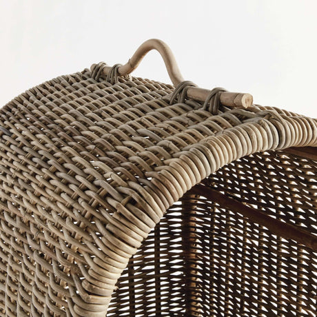 Handwoven Rattan Canopy Dog Bed with Cushion-pet bed-Parc Decor