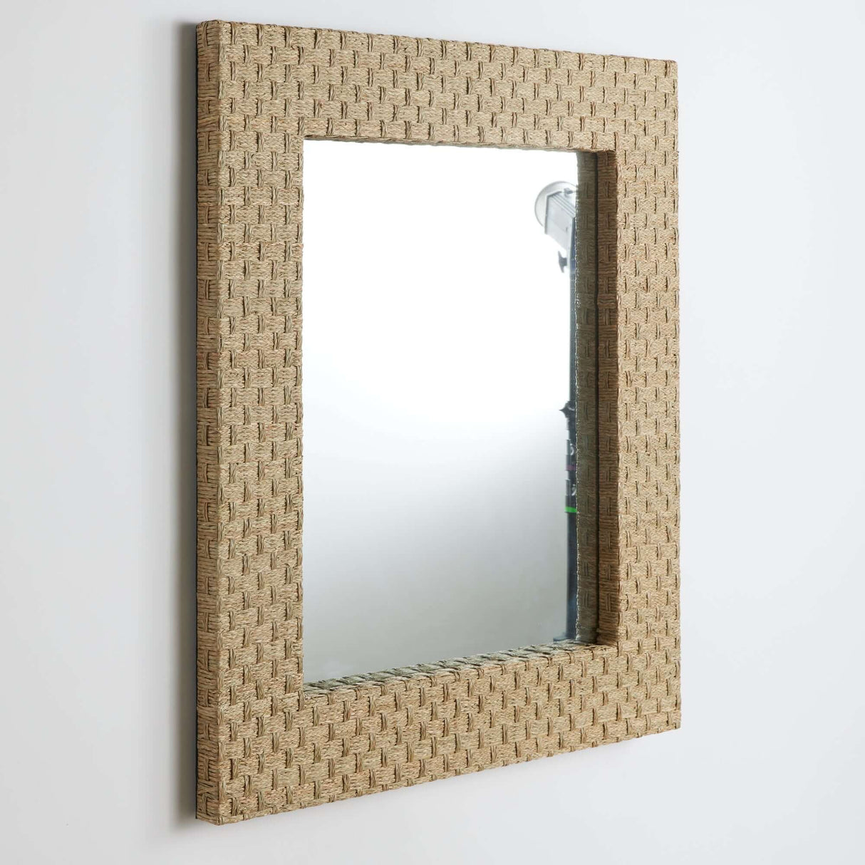 Handwoven Rectangle Water Grass Wall Mirror-Wall Mirror-Parc Decor