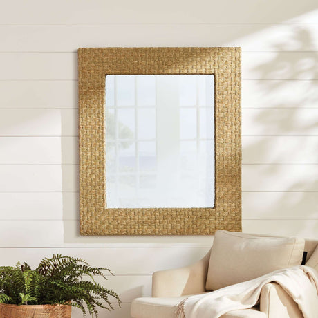 Handwoven Rectangle Water Grass Wall Mirror-Wall Mirror-Parc Decor