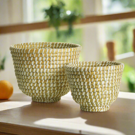 Handwoven Rivergrass Fruit Bowls (Set of 2)-Storage Baskets-Parc Decor