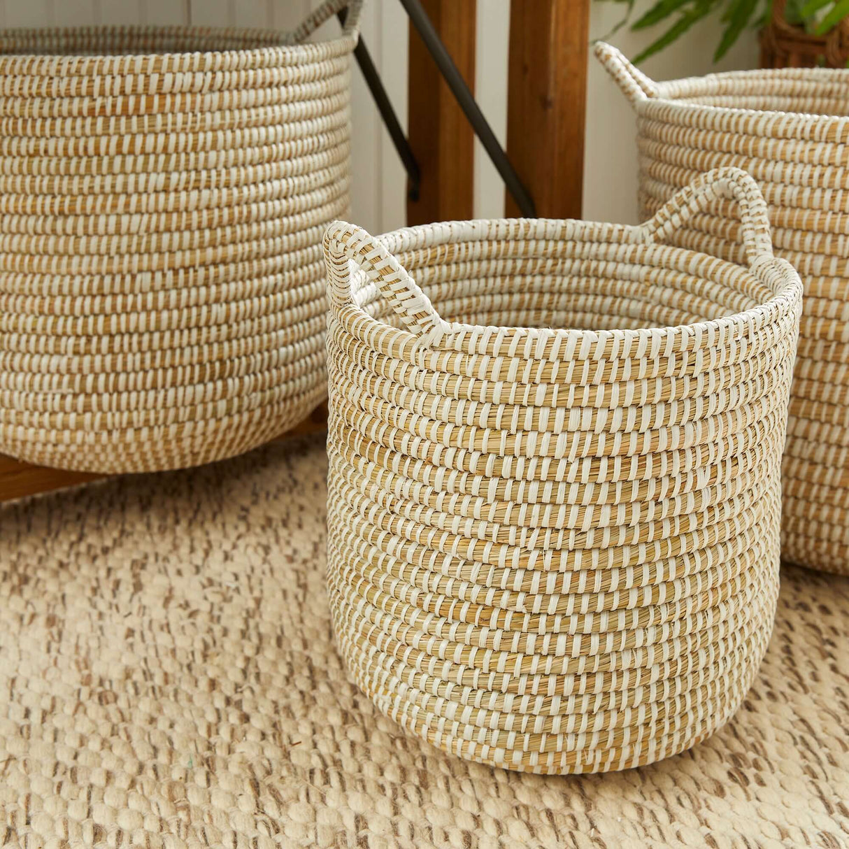 Handwoven Rivergrass Storage Baskets for Coastal Decor (Set of 3)-Storage Baskets-Parc Decor