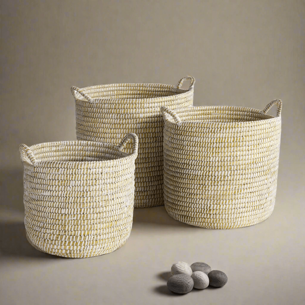 Handwoven Rivergrass Storage Baskets for Coastal Decor (Set of 3)-Storage Baskets-Parc Decor