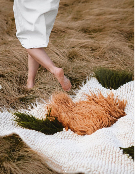 Handwoven Rug "Forest". Natural Sheep Wool