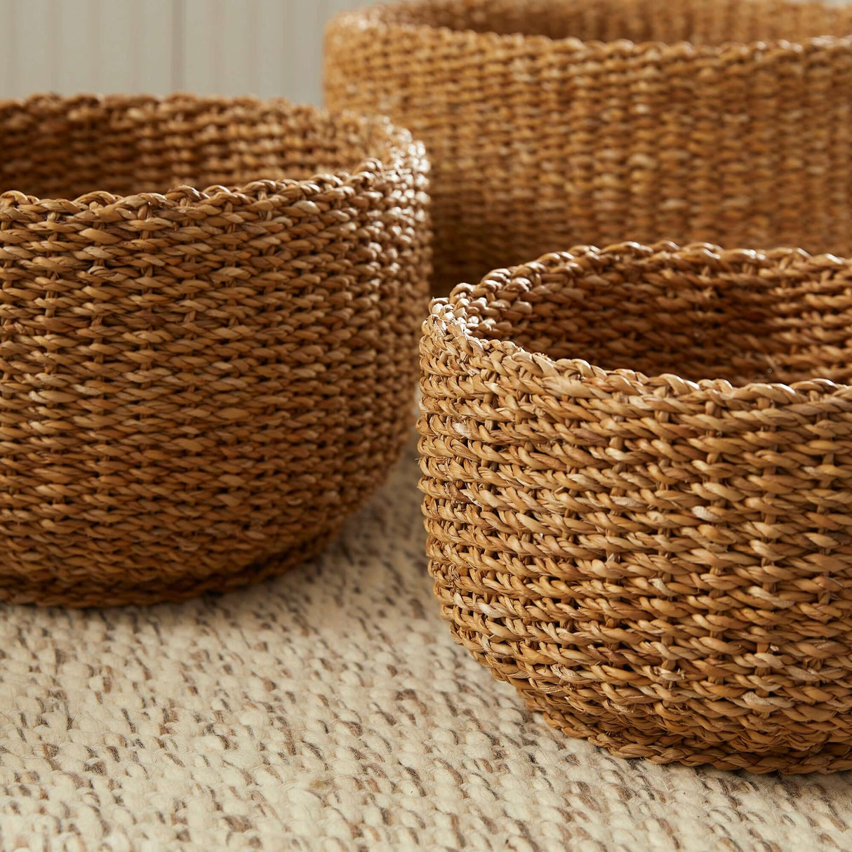 Handwoven Seagrass Storage Baskets (Set of 3)-Storage Baskets-Parc Decor