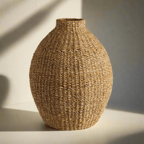 Handwoven Seagrass Teardrop Vase for Boho and Coastal Decor-vase-Parc Decor