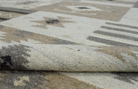 Handwoven Tribal Patterns Brown and Gray Wool Area Rug