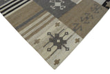 Handwoven Tribal Patterns Brown and Gray Wool Area Rug