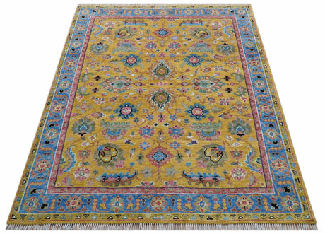 Hanoi Oriental Design Mustard Hand Knotted Wool Area Rug