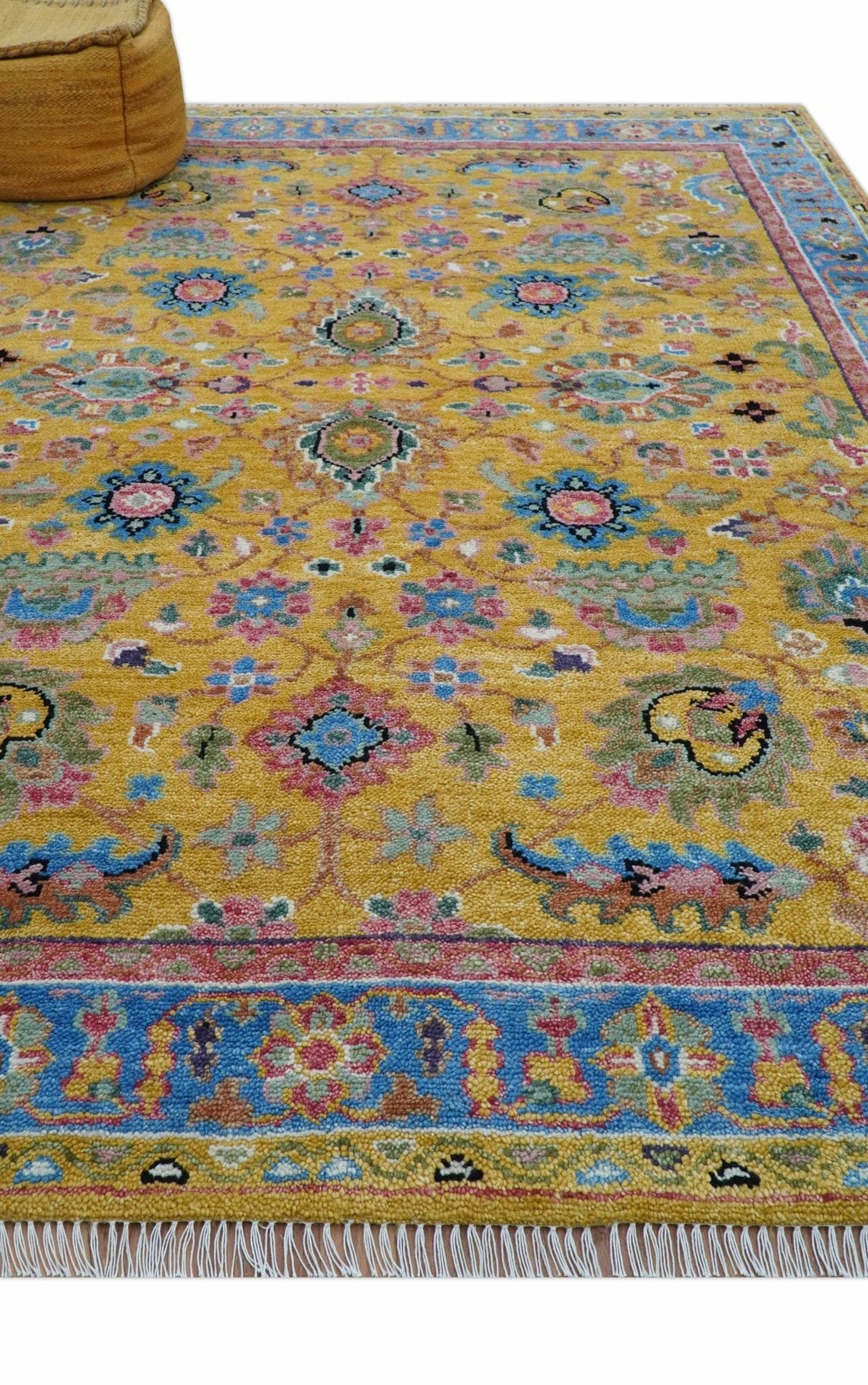Hanoi Oriental Design Mustard Hand Knotted Wool Area Rug
