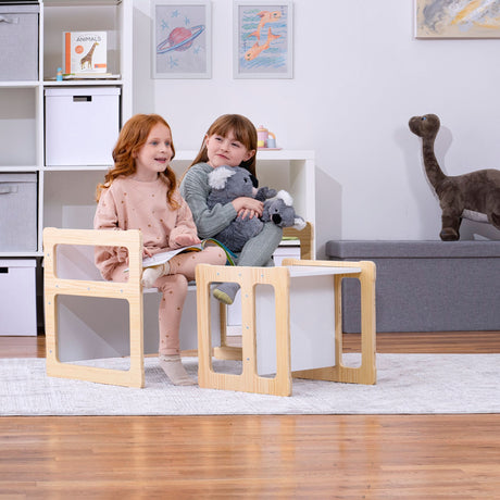 Hanover Montessori Weaning Table & Chair Set | Convertible Toddler Desk, Chair & Bench