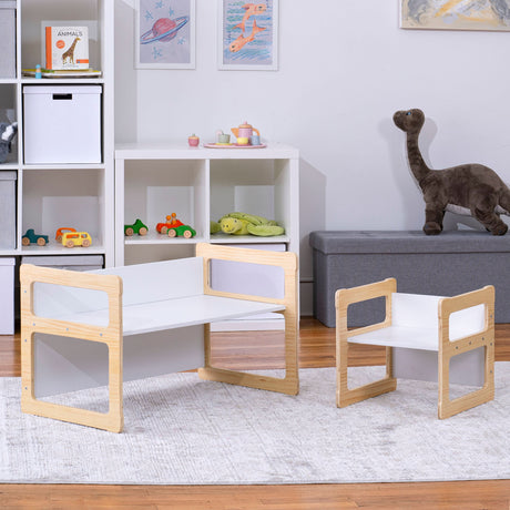 Hanover Montessori Weaning Table & Chair Set | Convertible Toddler Desk, Chair & Bench