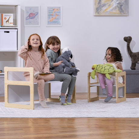 Hanover Montessori Weaning Table & Chair Set | Convertible Toddler Desk, Chair & Bench