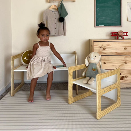 Hanover Montessori Weaning Table & Chair Set | Convertible Toddler Desk, Chair & Bench