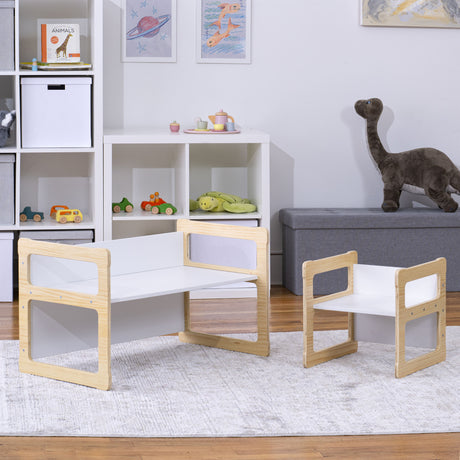 Hanover Montessori Weaning Table & Chair Set | Convertible Toddler Desk, Chair & Bench