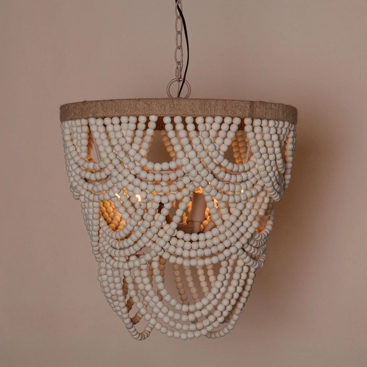 Hatfield 4-Light Bohemia Style Wood Beaded Chandelier
