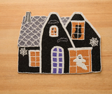 Haunted House Beaded Placemat Velvet Backing Handmade Halloween Table Decor Spooky Black Cat Ghost Mat Holiday Centerpiece-Table tops-Parc Decor