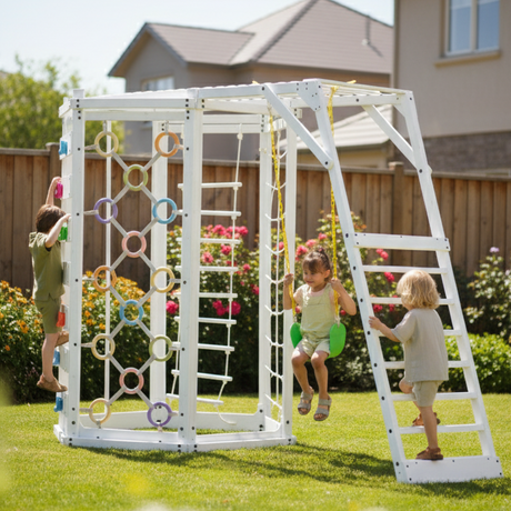 Hawthorn XL | Octagon Outdoor Jungle Gym - White-Outdoor-Parc Decor