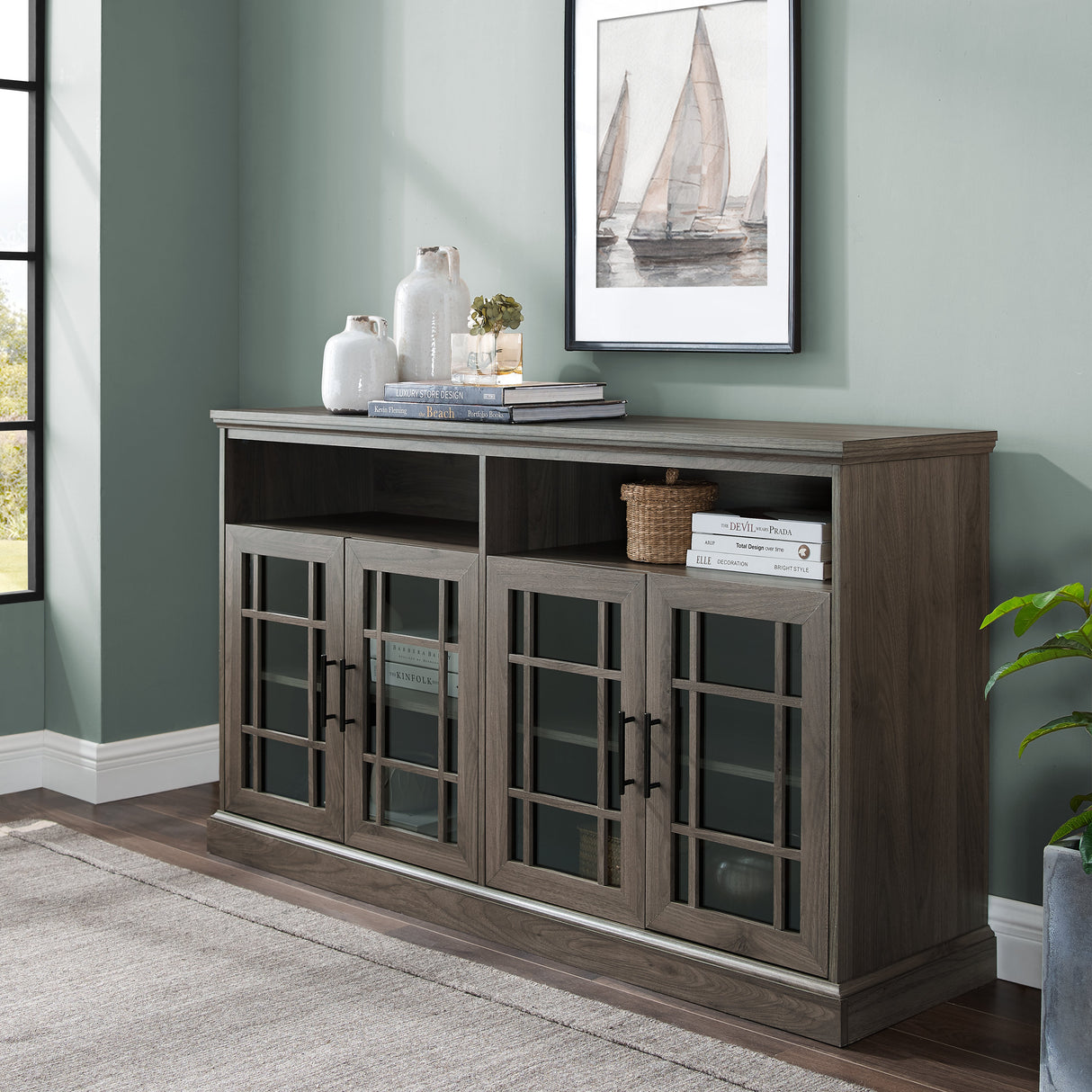 Hazel Glass 4 Door TV Stand-Entertainment-Parc Decor